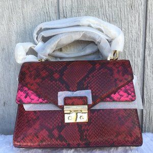 NEW Authentic Michael Kors Sloan Medium Double Flap Satchel Embossed Leather Bag